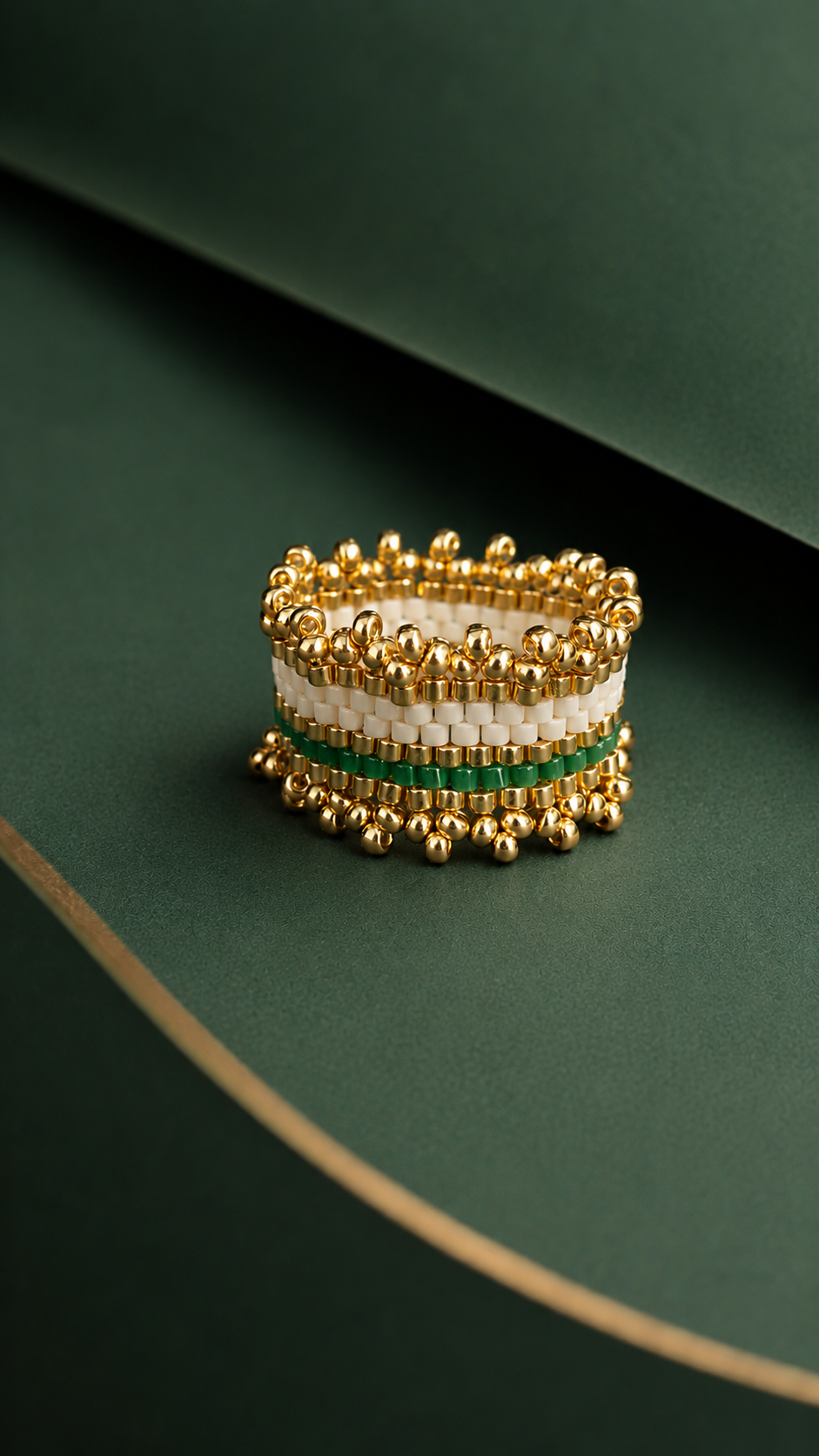 Inel Miyuki CROWN Green lucrat manual – Gioia Amore