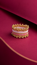 Inel Miyuki CROWN Pink lucrat manual – Gioia Amore