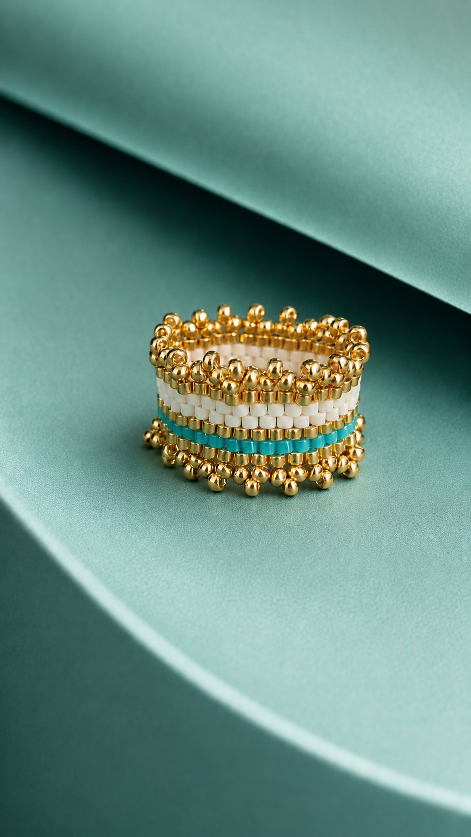 Inel Miyuki CROWN Turquoise lucrat manual – Gioia Amore